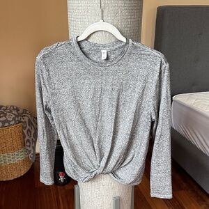 BP Gray Long Sleeve Knotted Tee
